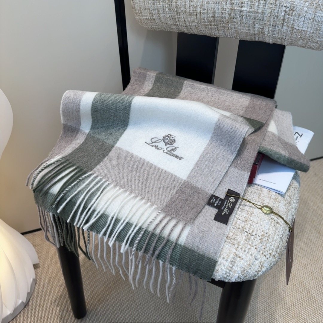 Loro Piana Plaid Fringe Scarf — front