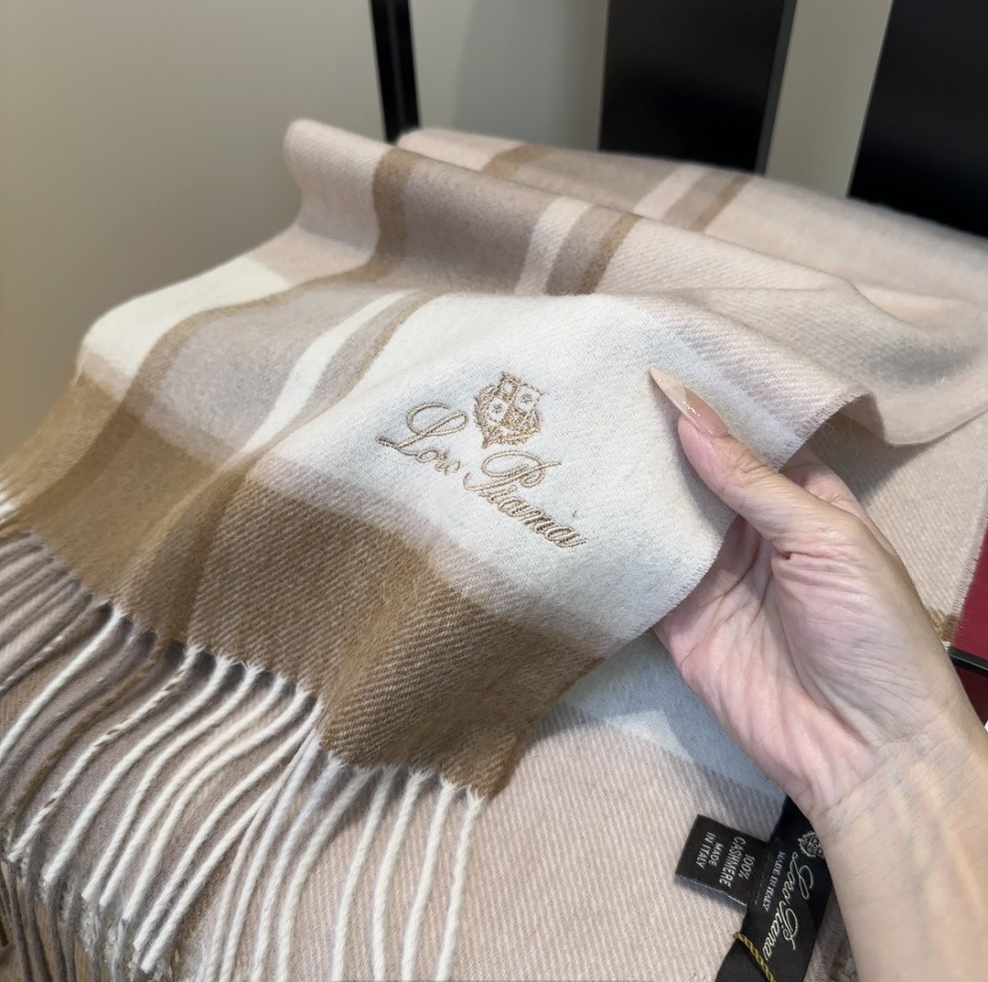 Loro Piana Plaid Fringe Scarf — back