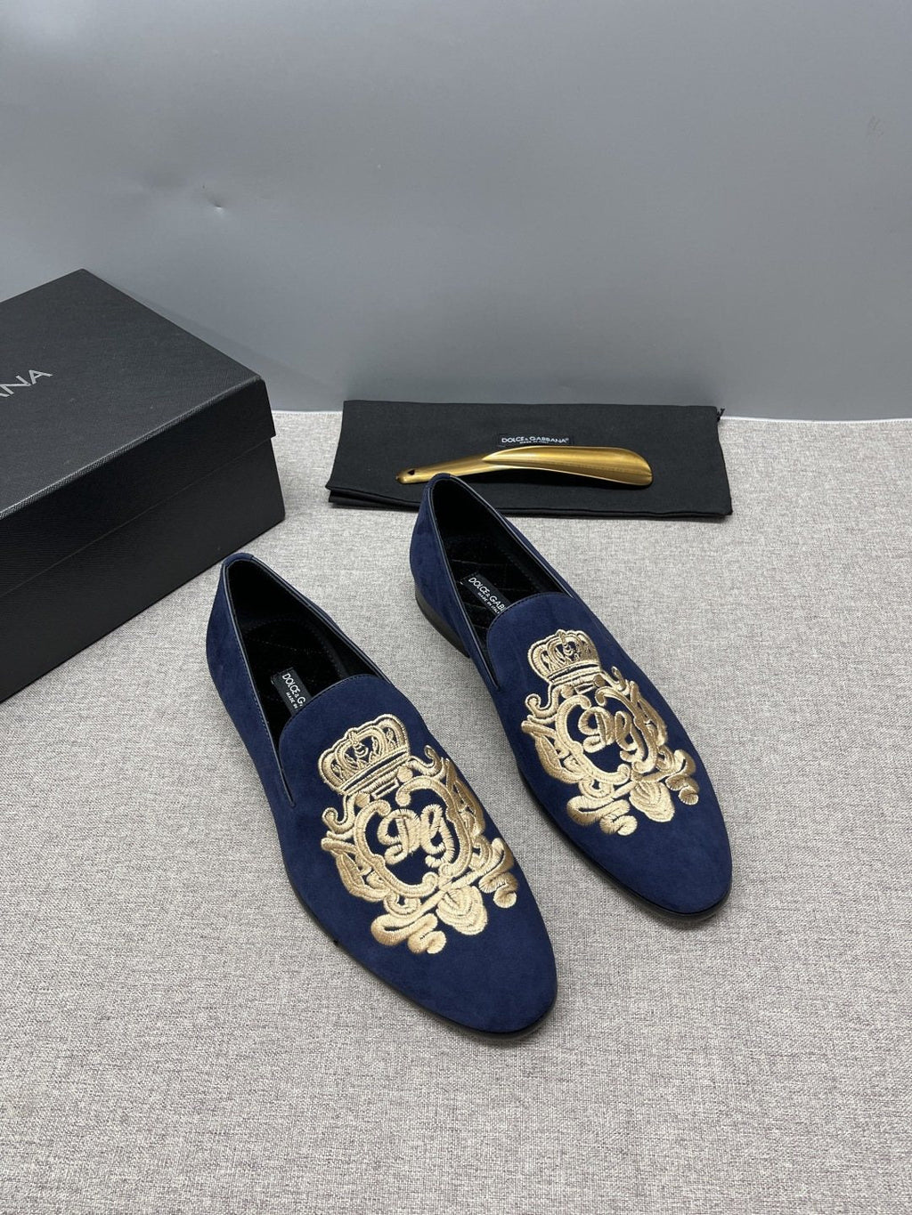 Dolce & Gabbana Crown Embroidered Loafers — hero
