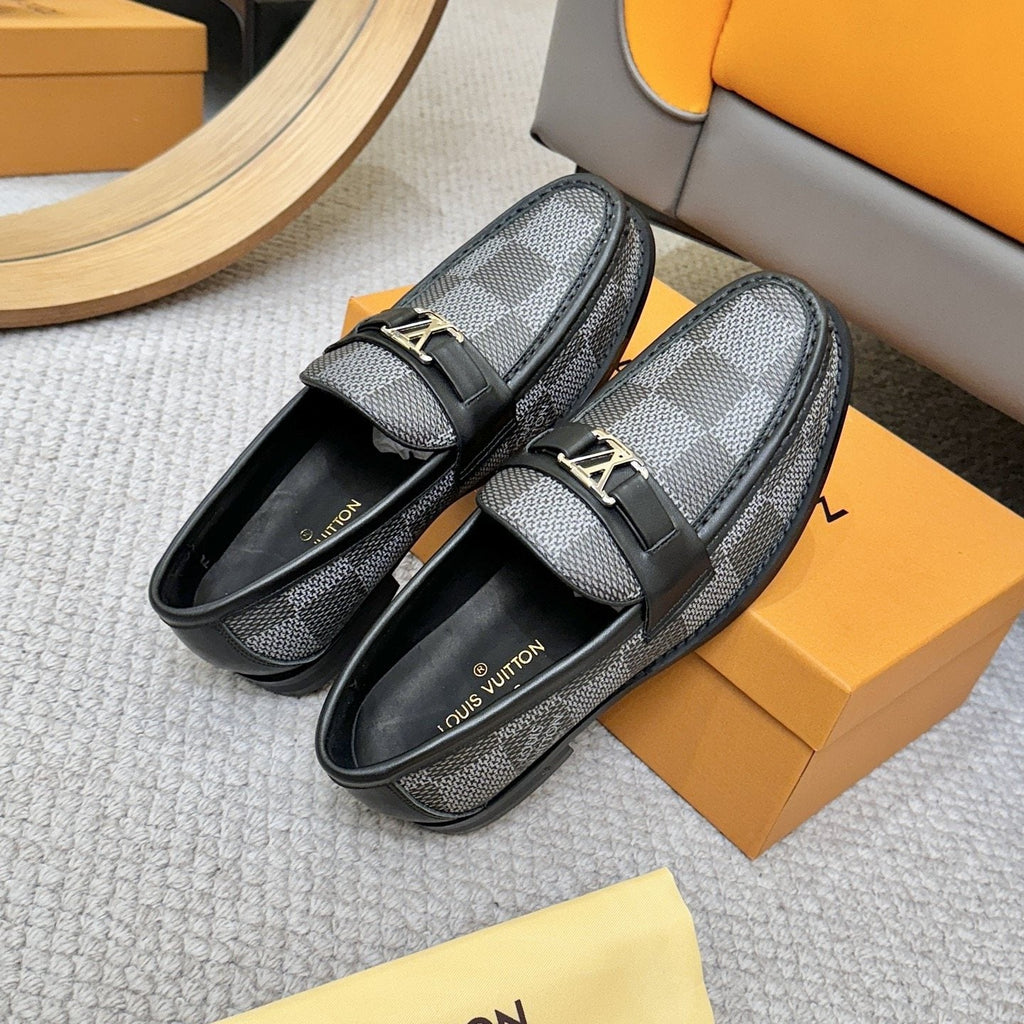 Louis Vuitton Check-Pattern Buckle Loafers — front