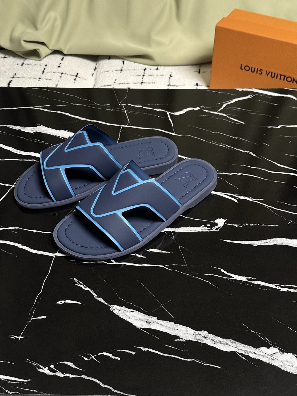 Louis Vuitton V-Detail Slide Sandals — front