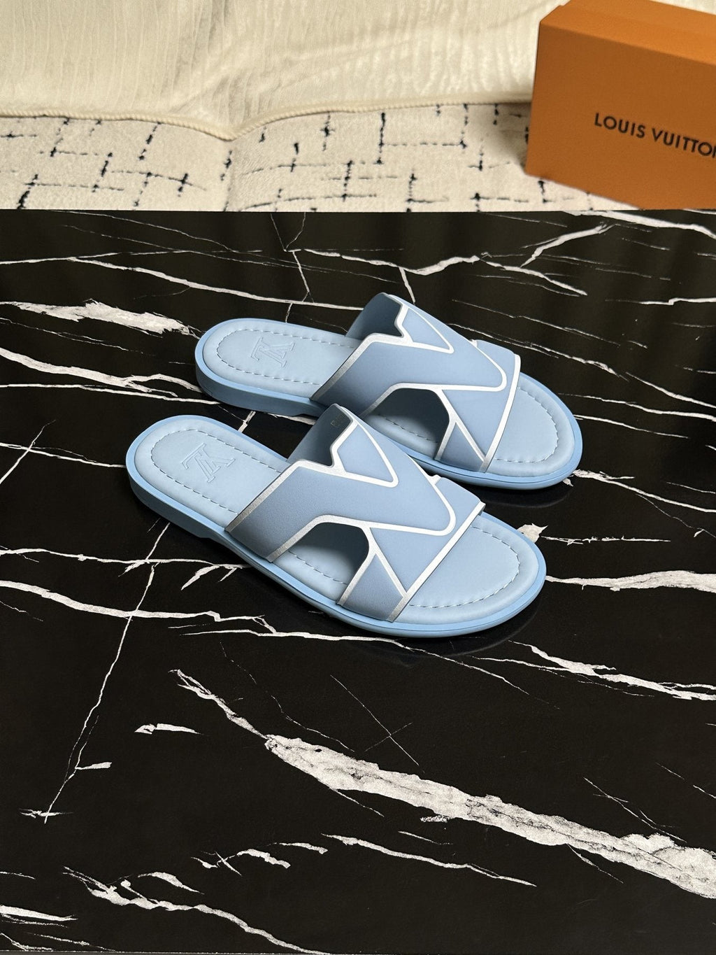 Louis Vuitton V-Detail Slide Sandals — front