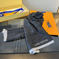 Louis Vuitton Gray Knit Scarf with Contrast Trim — hero
