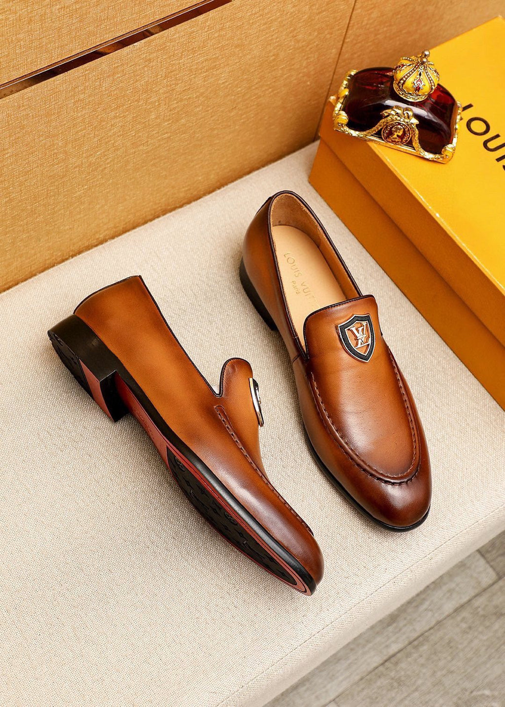 Louis Vuitton Shield-Detail Slip-On Shoes — side