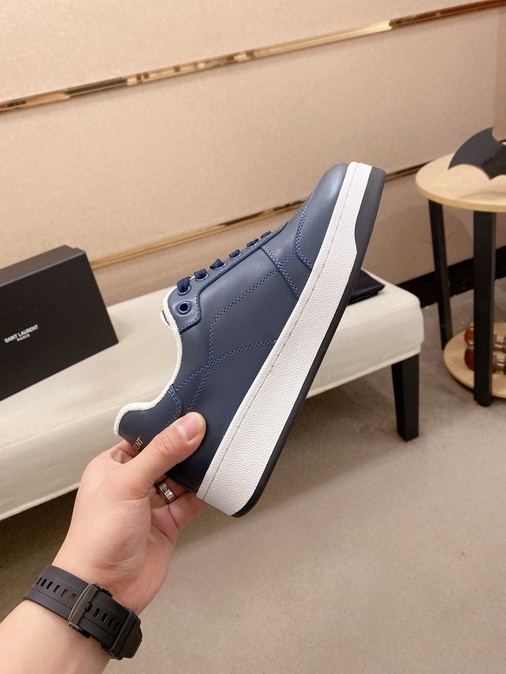Saint Laurent Dark Gray Gum Sole Sneakers — side