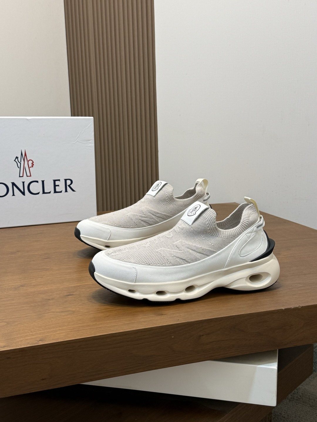 Moncler Off-White Slip-On Sneakers — front