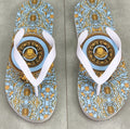 微商相册测试鞋子-Versace Light Blue Patterned Flip-Flops — hero