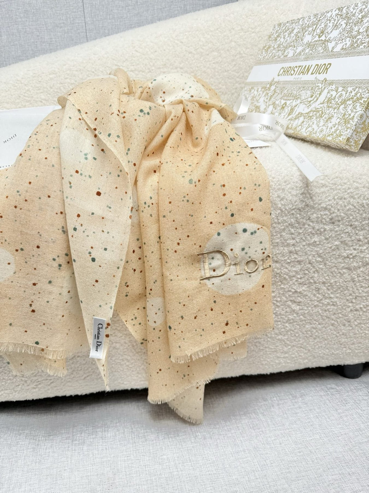 Dior Dotted Embroidered Scarf — front