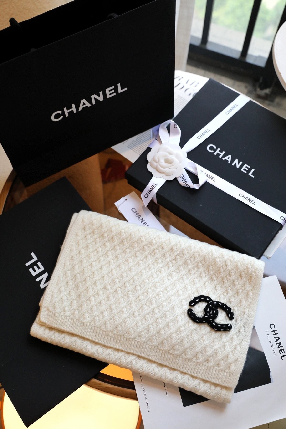 Chanel Diamond Knit Scarf — front