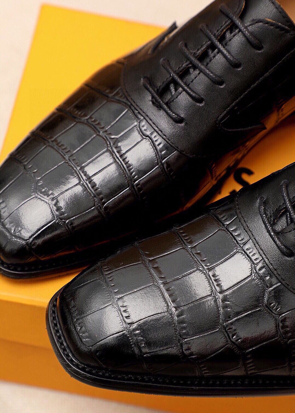 Louis Vuitton Crocodile-Embossed Lace-Up Dress Shoes — side