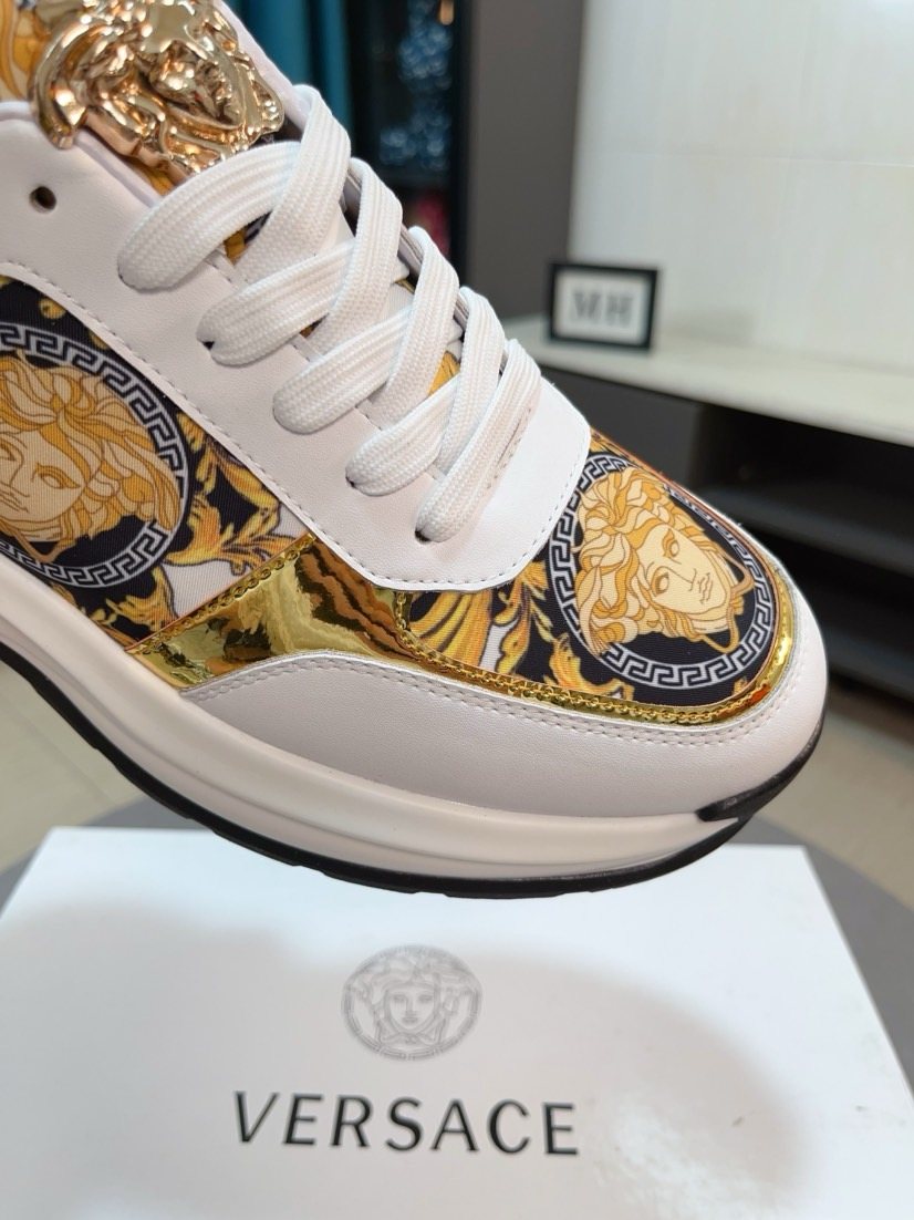 Versace Gold Pattern Leather Sneakers — detail