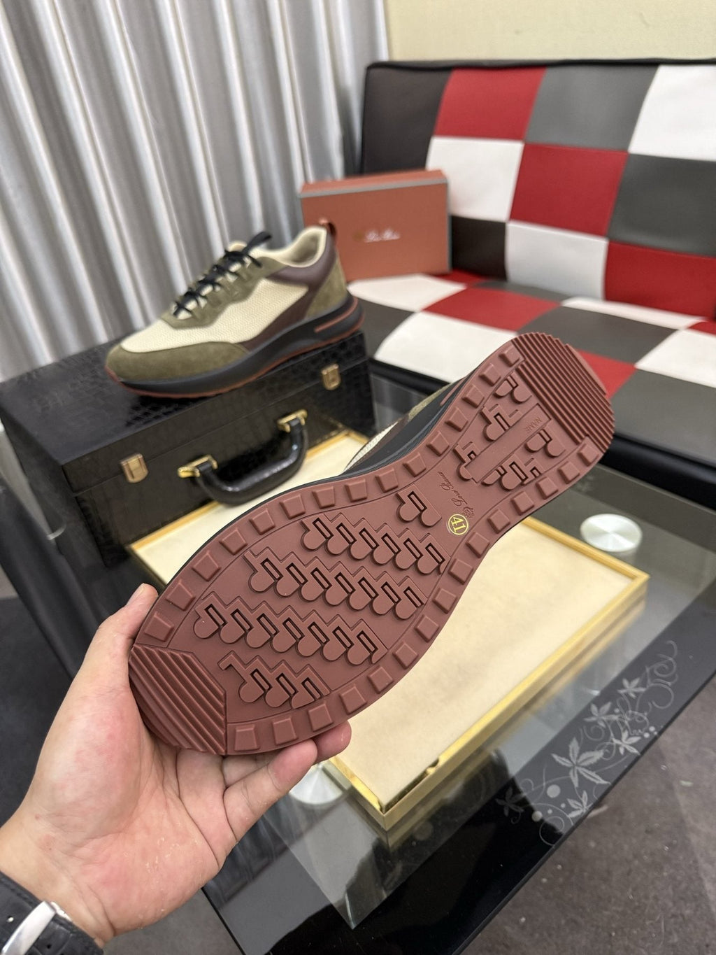 Color-Blocked Low-Top Lace-Up Sneakers — front
