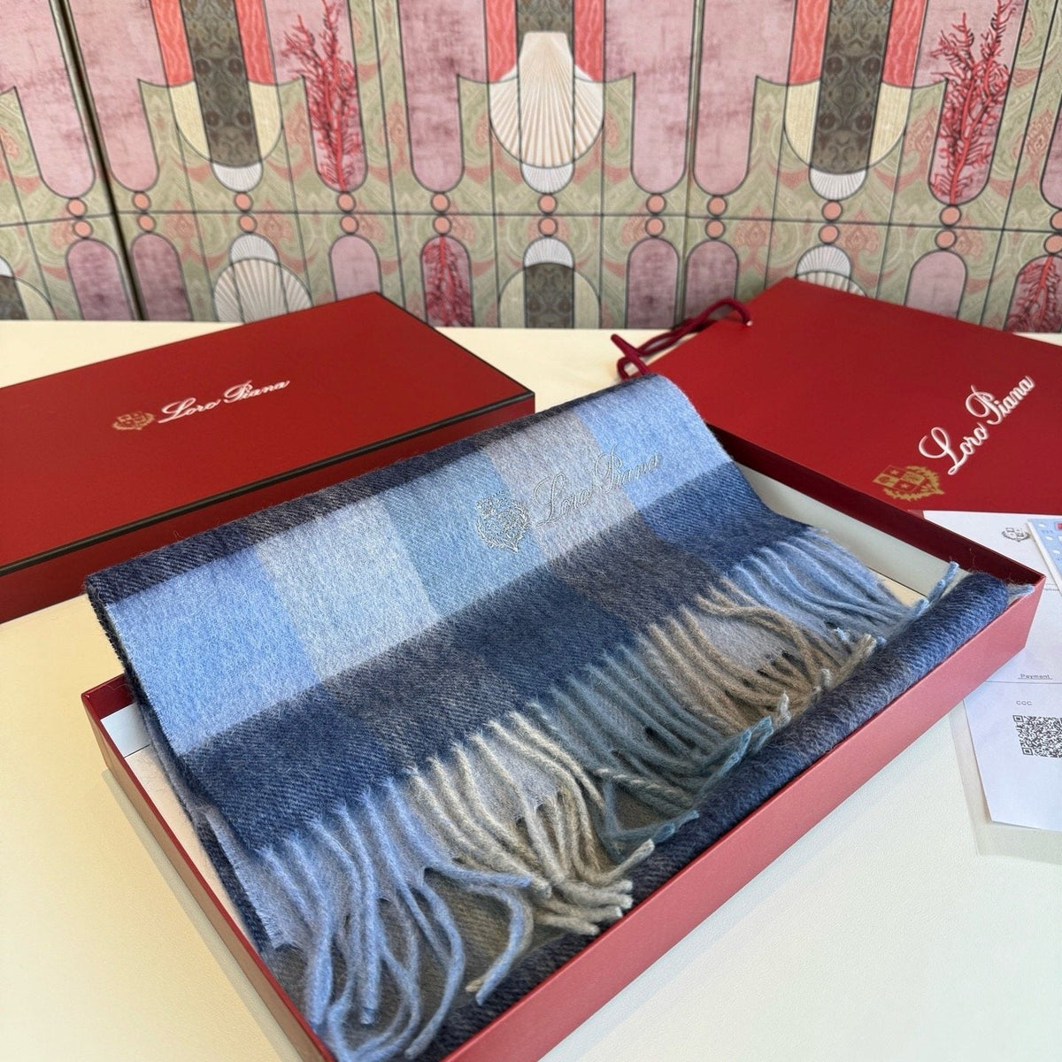Loro Piana Plaid Fringe Scarf — front