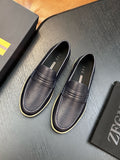 Zegna Textured Leather Strap Loafers — hero