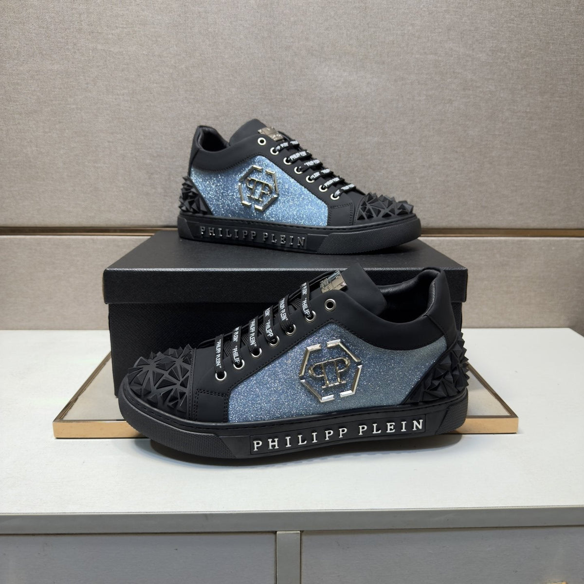 Philipp Plein Textured Logo High-Top Sneakers — front