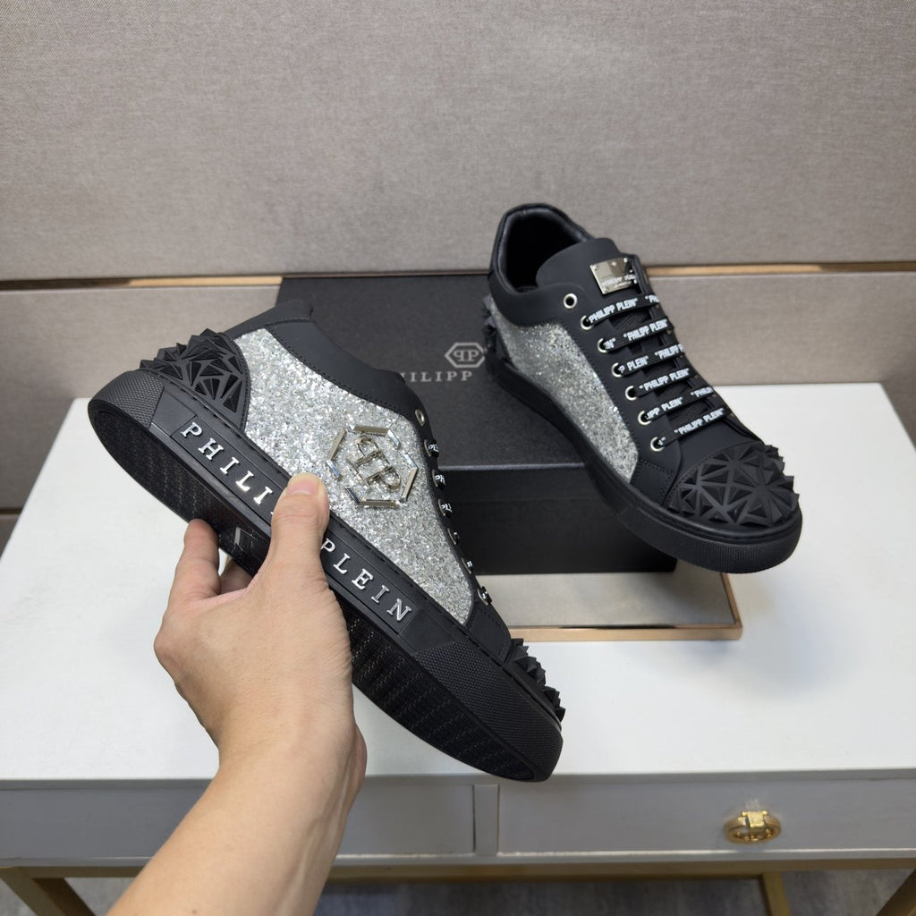 Philipp Plein Studded Panel Low-Top Sneakers — model