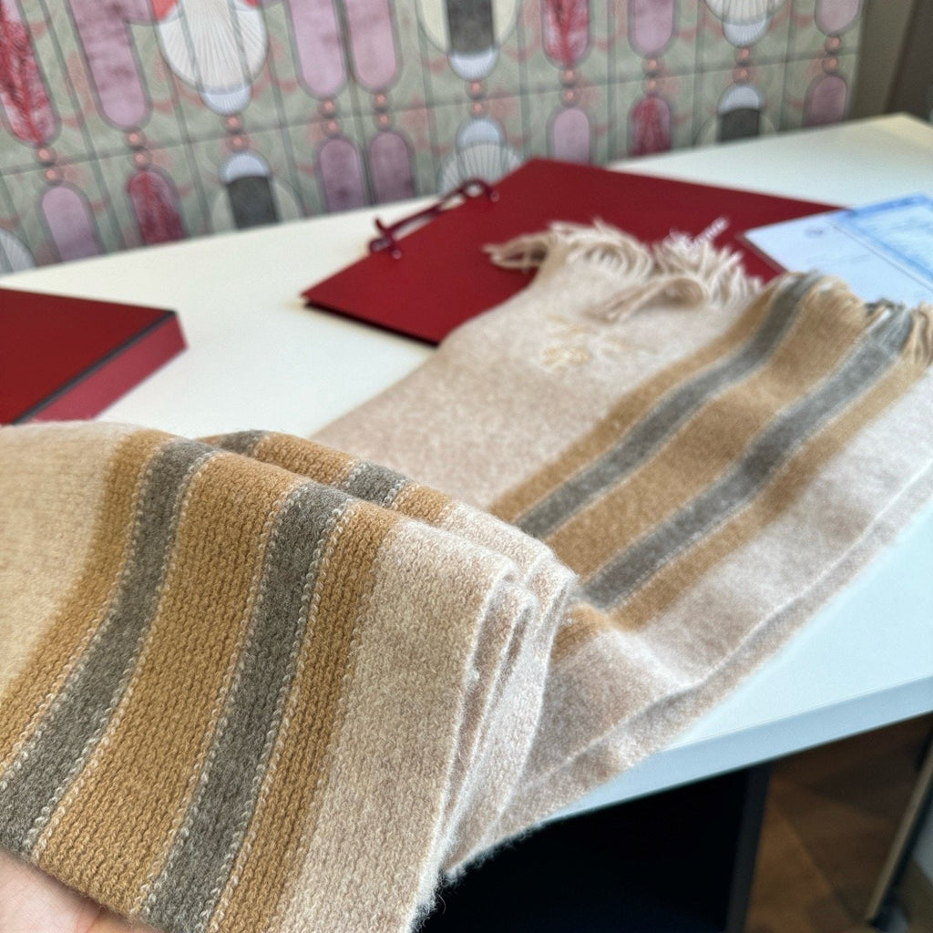 Loro Piana Striped Fringed Scarf — detail