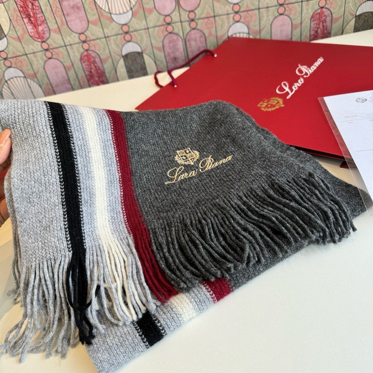 Loro Piana Striped Fringed Scarf — front