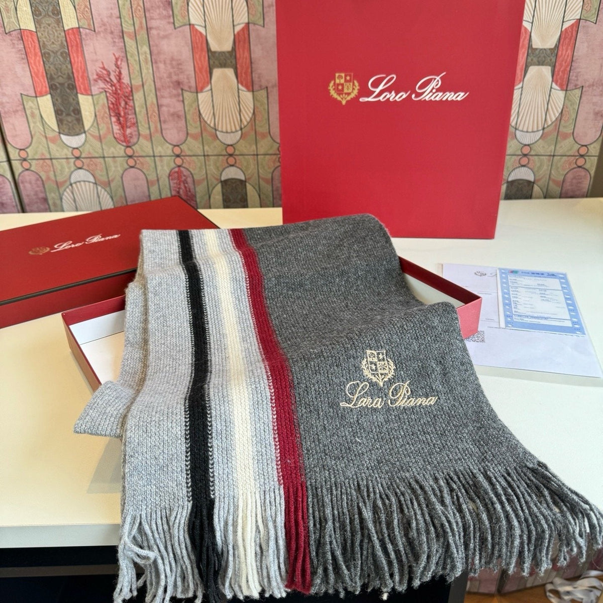 Loro Piana Striped Fringed Scarf — front