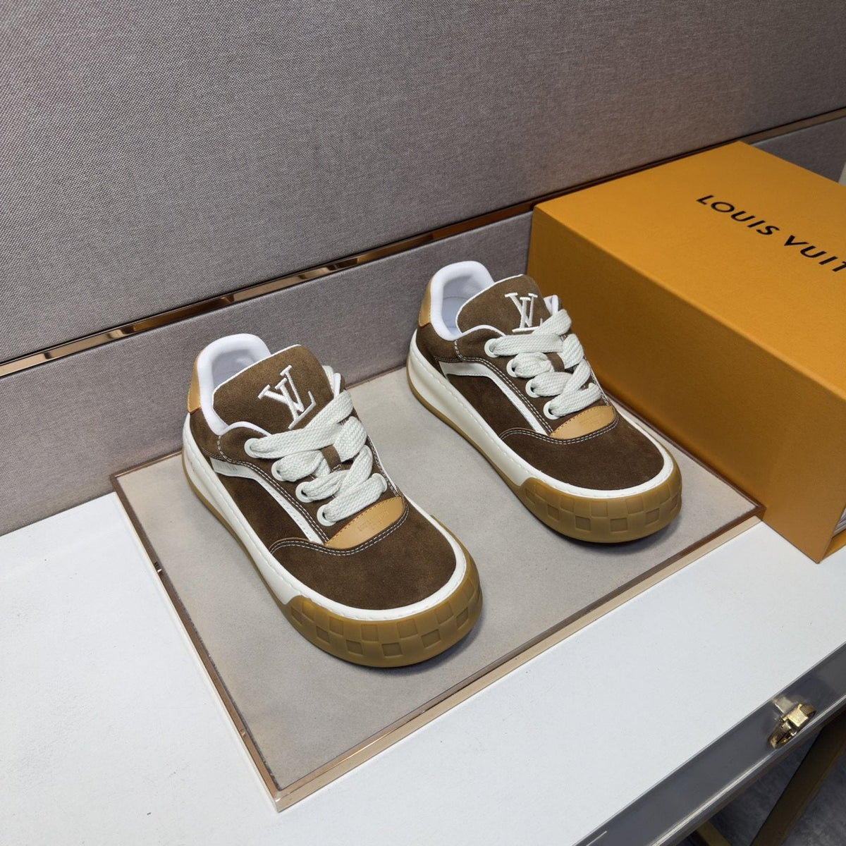 Louis Vuitton Panelled Gum Sole Sneakers — front