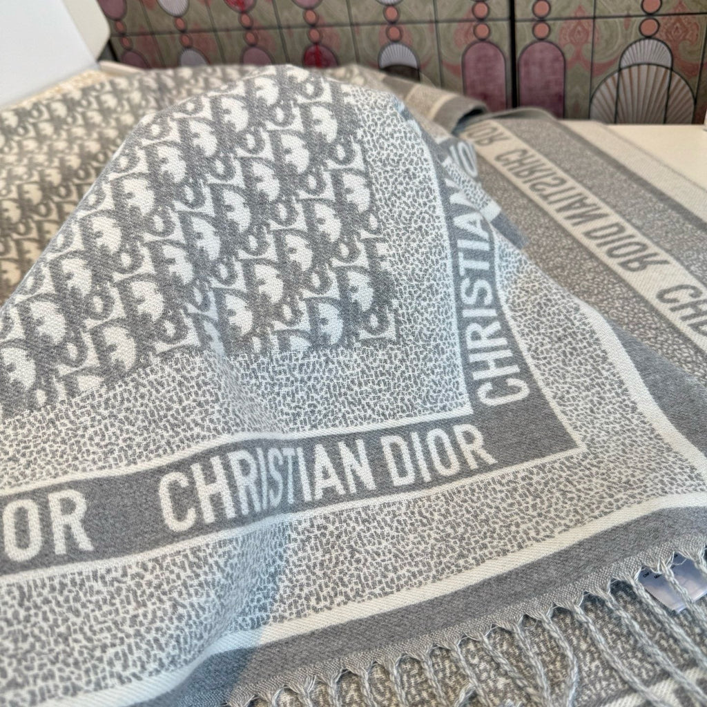 Dior Fringed Monogram Scarf — detail