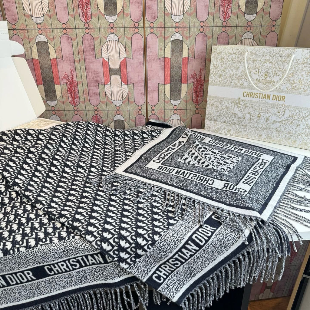 Dior Fringed Monogram Scarf — front