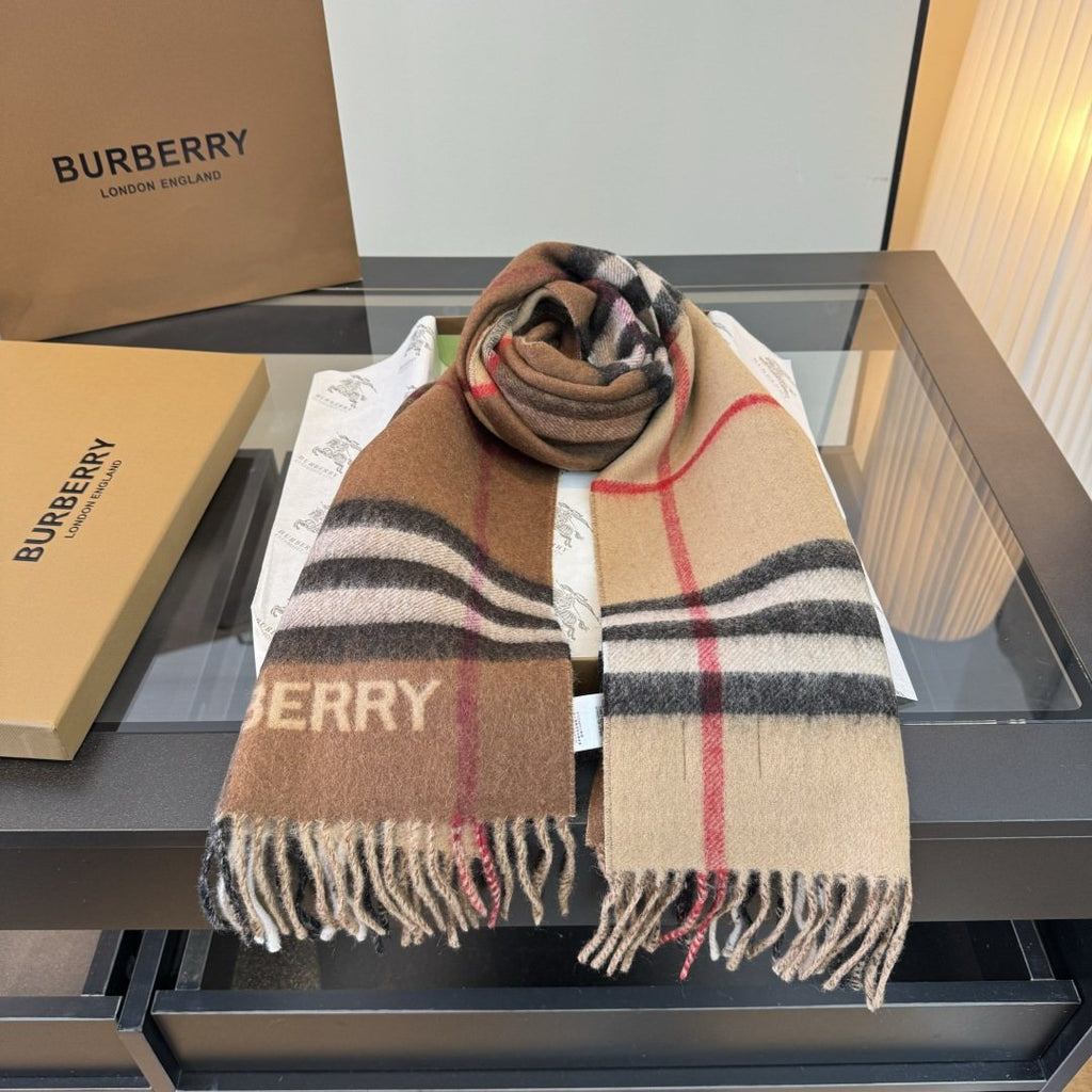 Burberry Fringed Plaid Scarf — front
