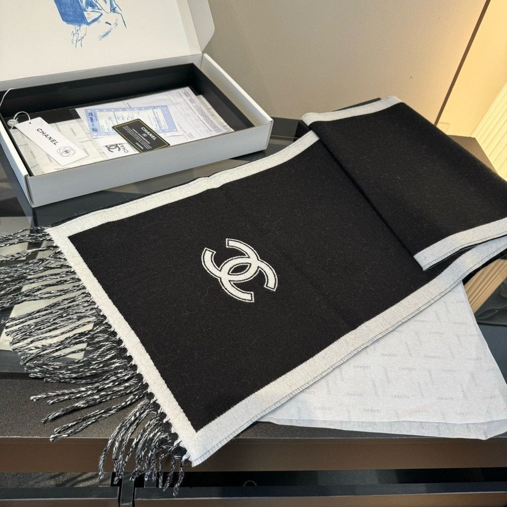 Chanel Fringed Color-Block Scarf — hero