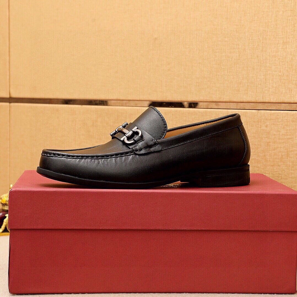 Ferragamo Black Buckle Loafers — detail