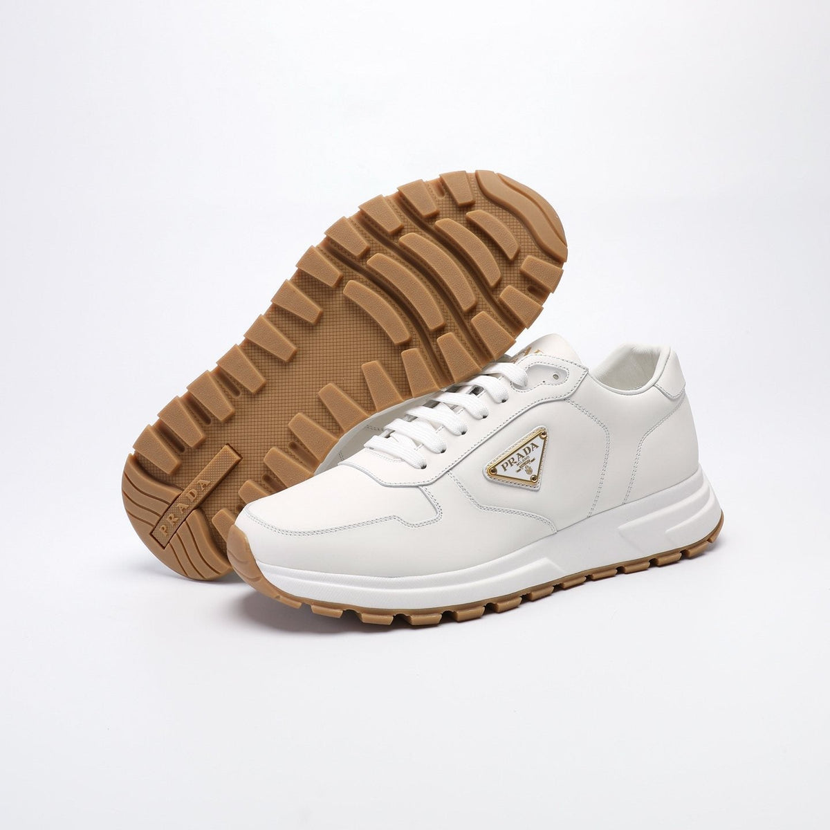 Prada Triangle Badge Low-Top Sneakers — side