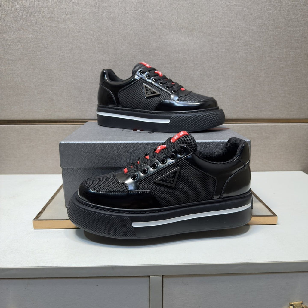 Prada Contrast Panel Low-Top Sneakers — model