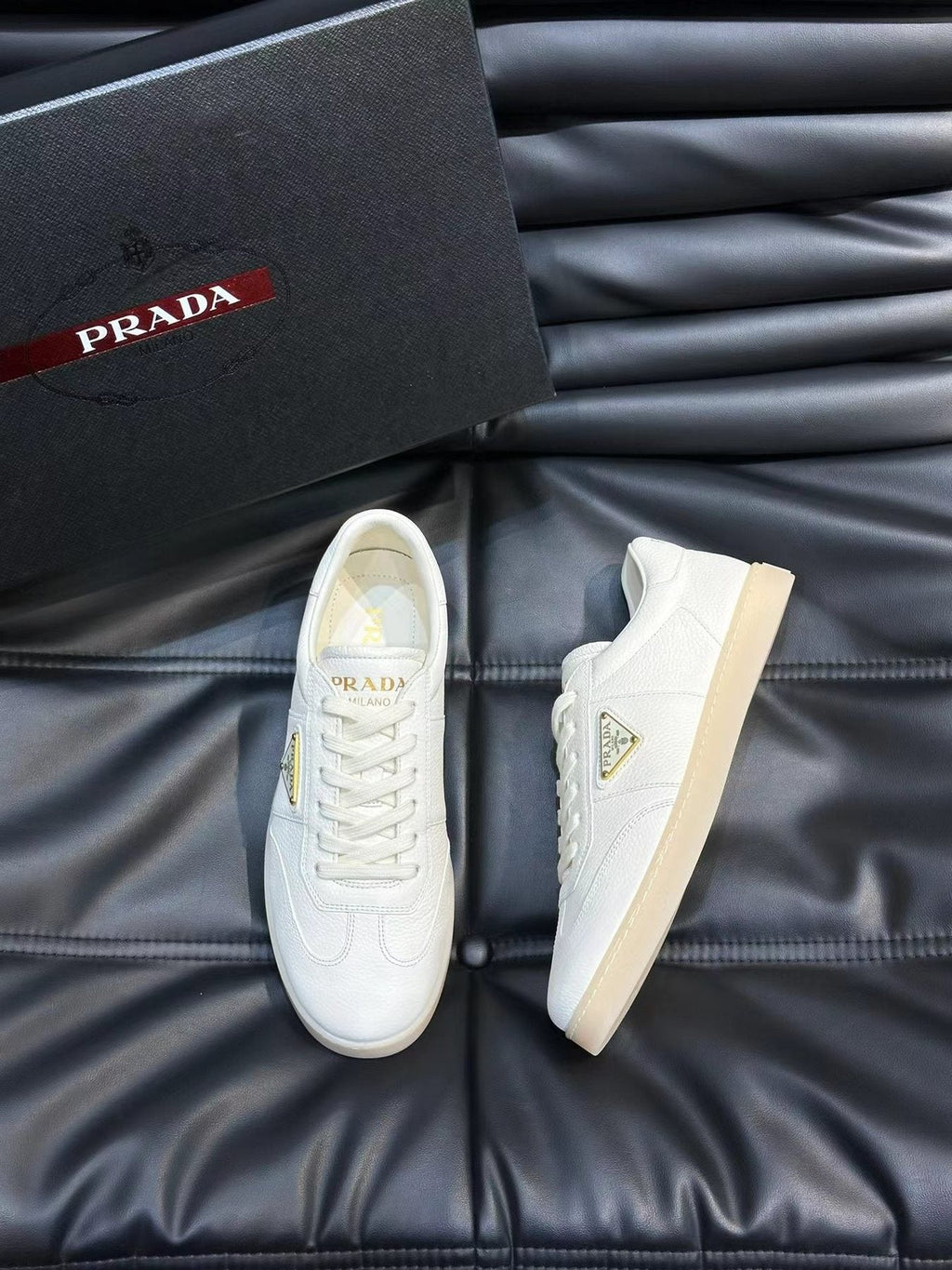 Prada Contrast-Accent Low-Top Sneakers — model