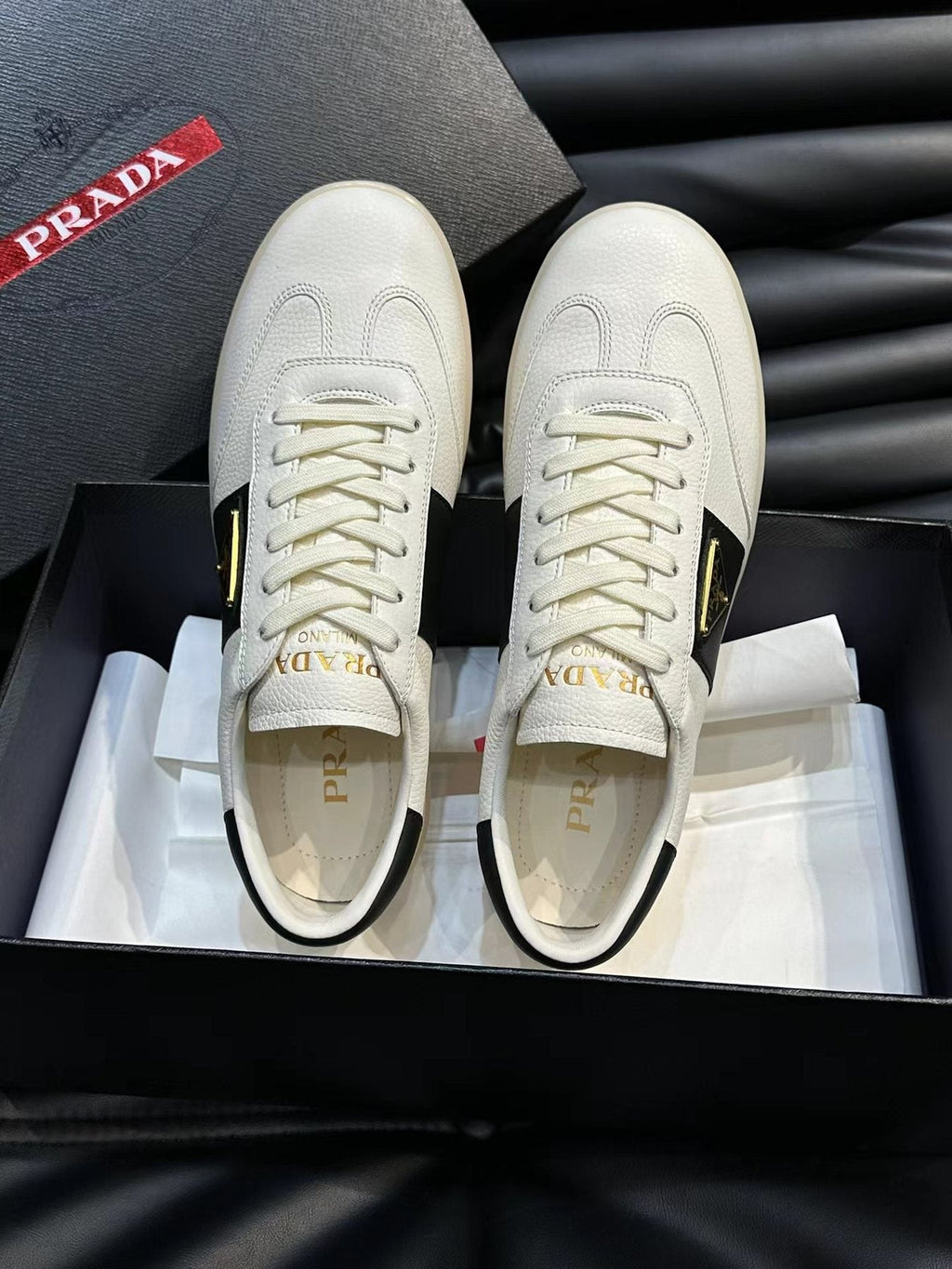 Prada Contrast-Accent Low-Top Sneakers — front