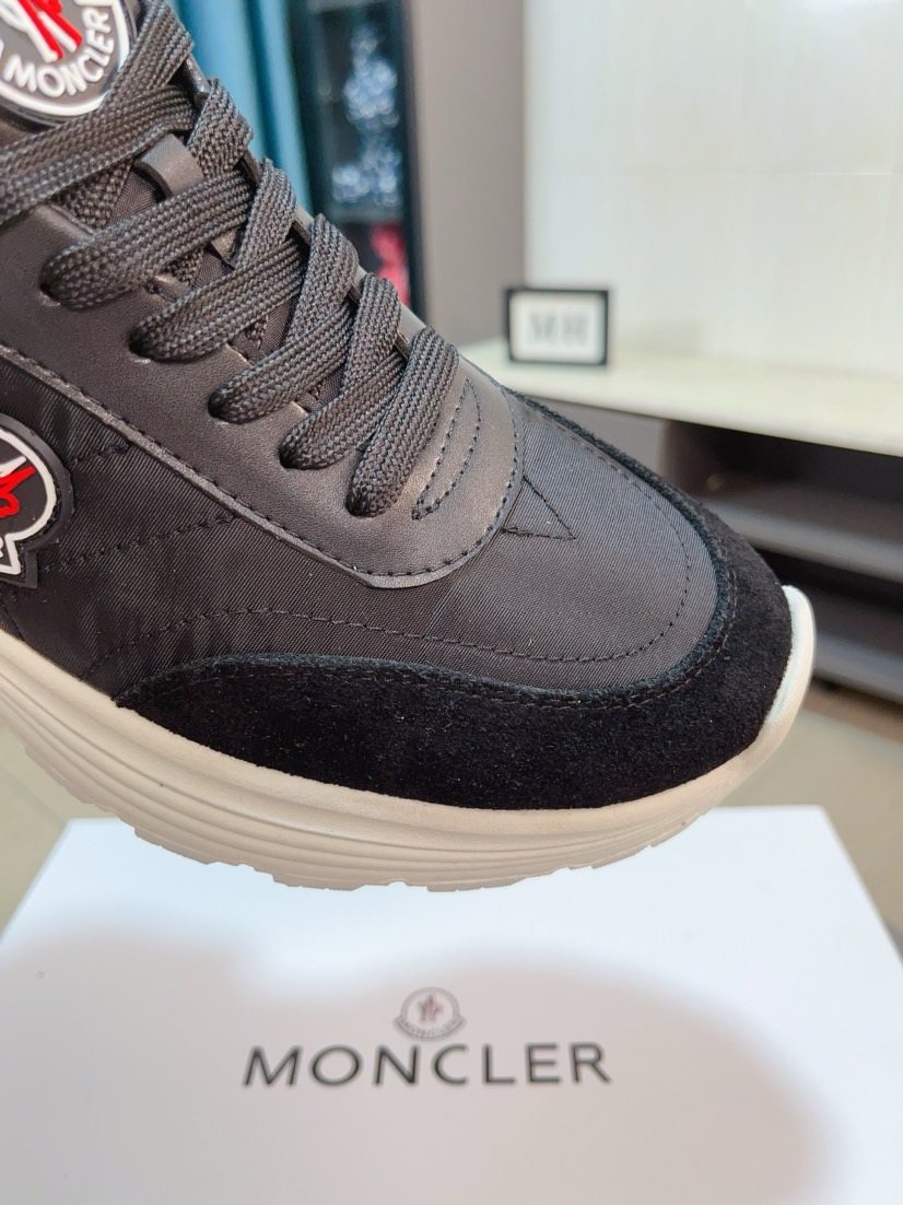 Moncler Black and Charcoal Low-Top Sneakers — detail