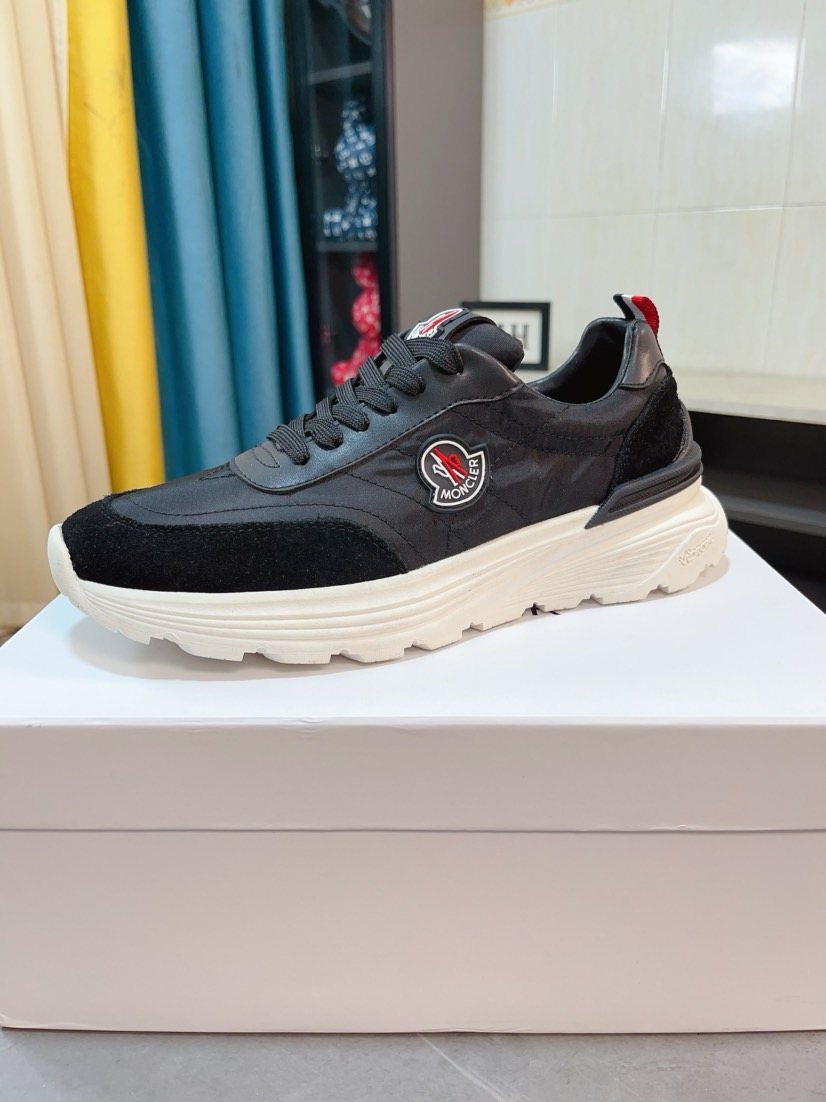 Moncler Black and Charcoal Low-Top Sneakers — hero
