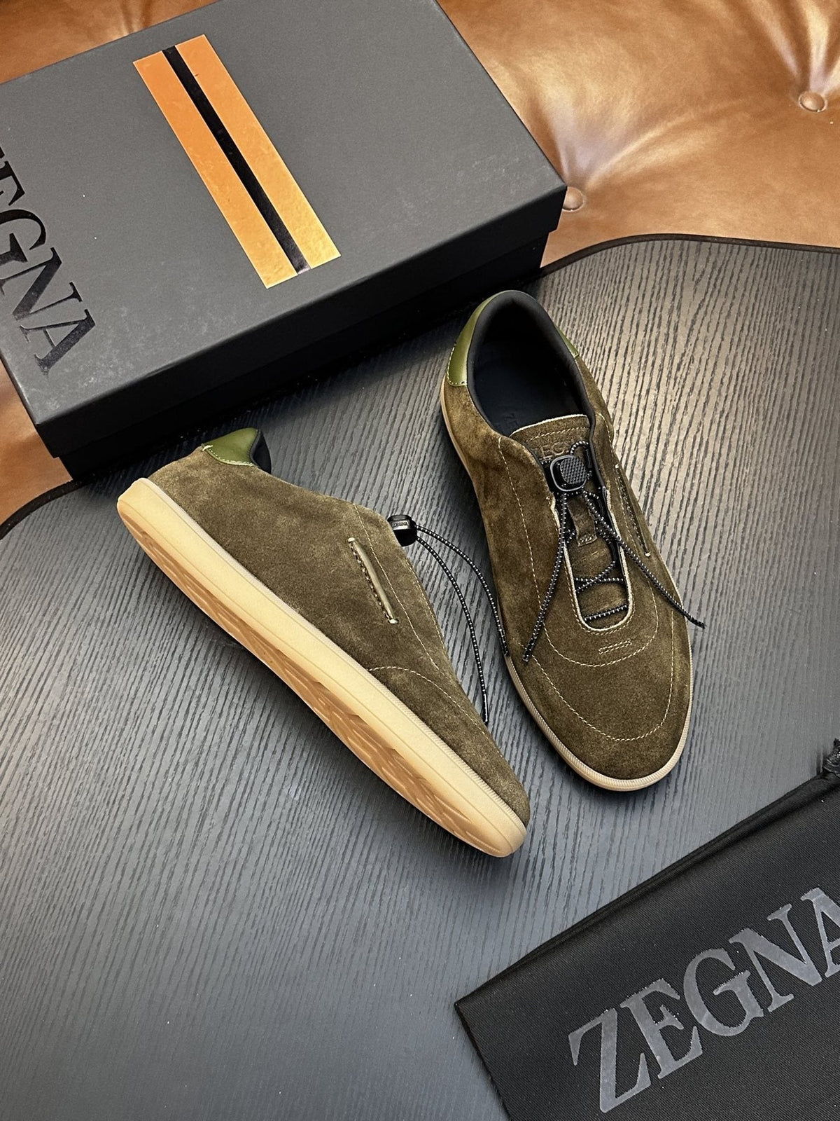 Zegna Triple Stitch Low-Top Sneakers — side