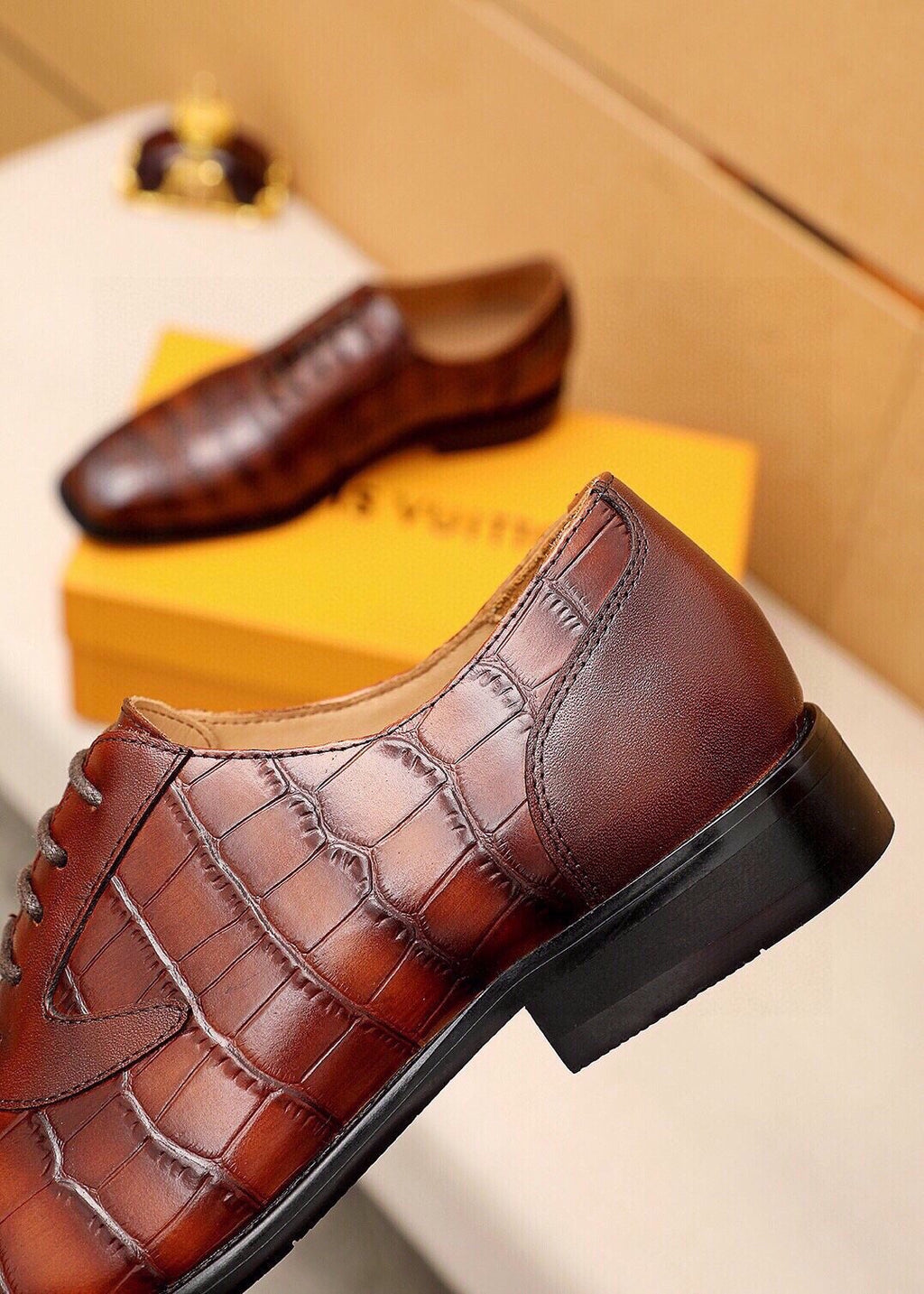 Louis Vuitton Embossed Lace-Up Dress Shoes — detail