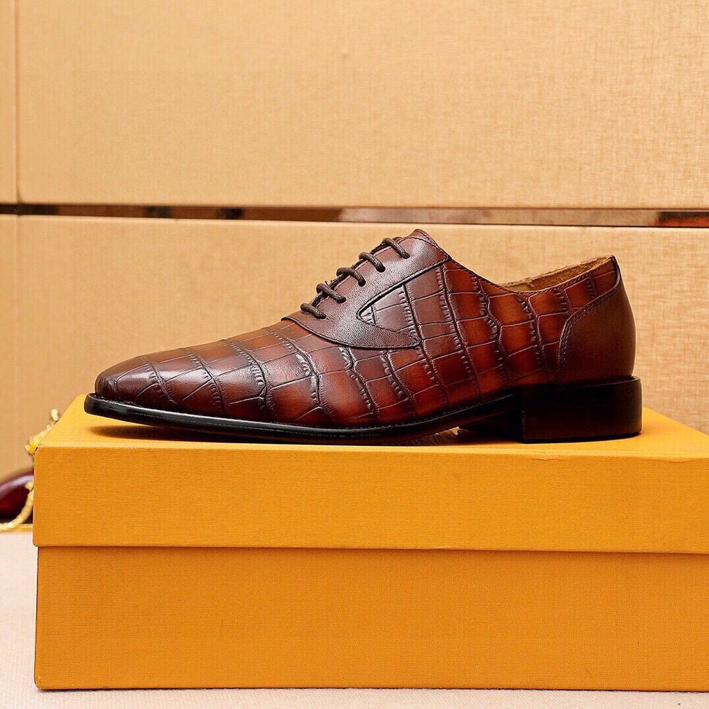 Louis Vuitton Embossed Lace-Up Dress Shoes — detail