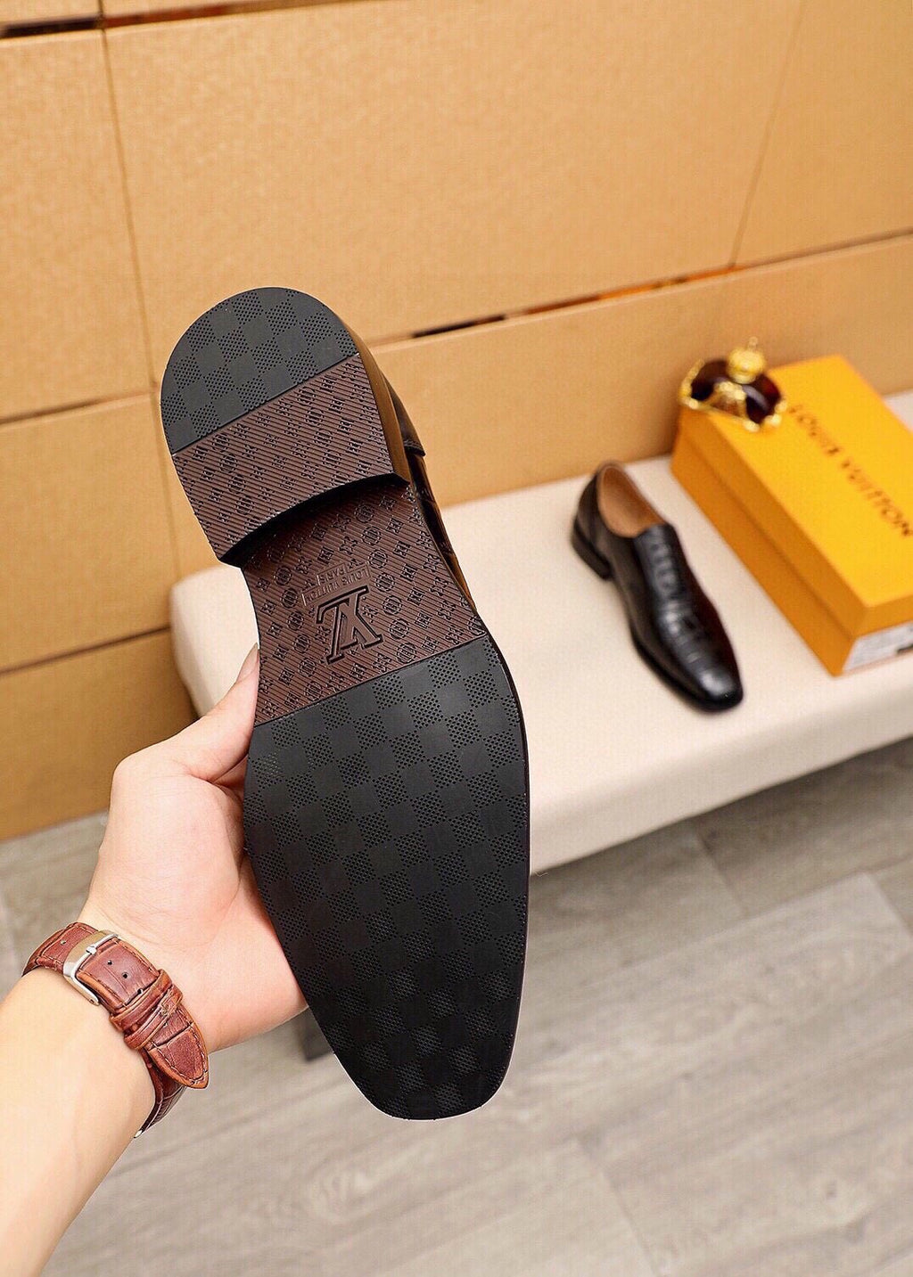 Louis Vuitton Embossed Lace-Up Dress Shoes — detail