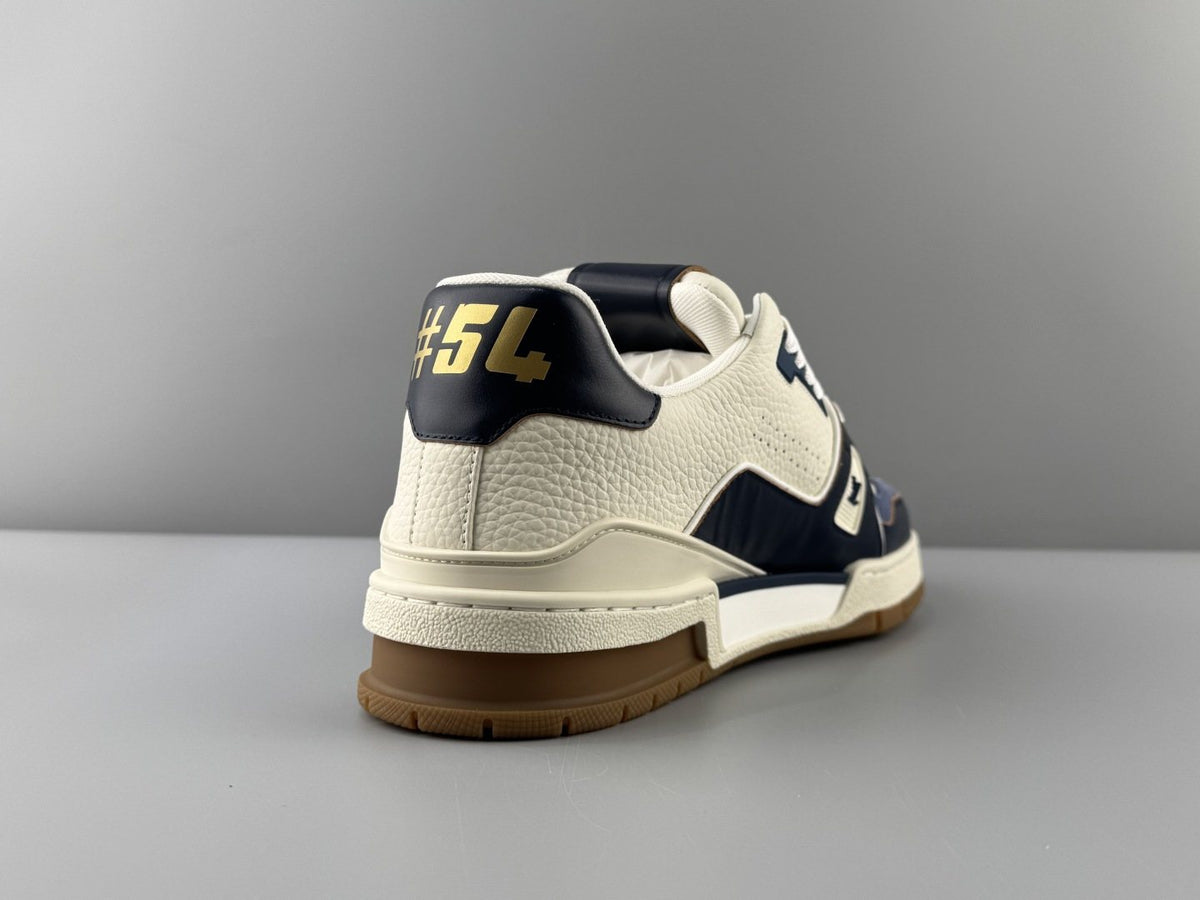 Louis Vuitton White & Navy Low-Top Sneakers — back