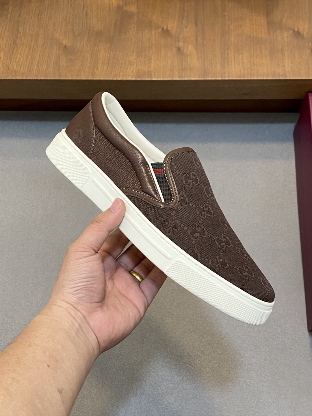 Gucci Patterned Slip-On Sneakers — model