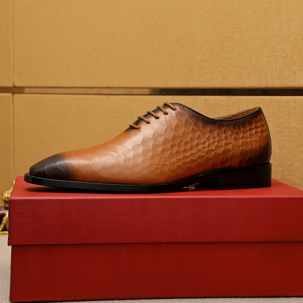Ferragamo Embossed Lace-Up Dress Shoes — side