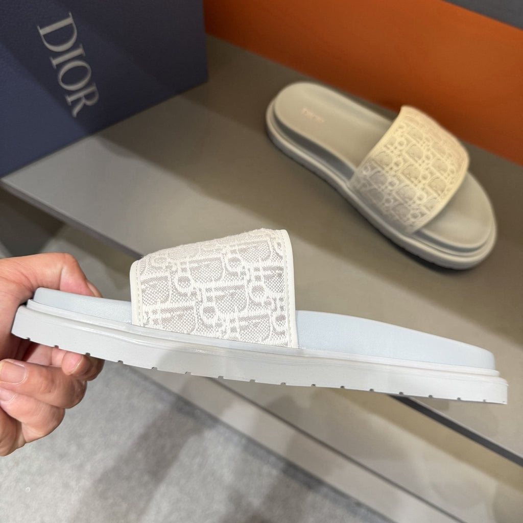 Dior Patterned Strap Slide Sandals — side
