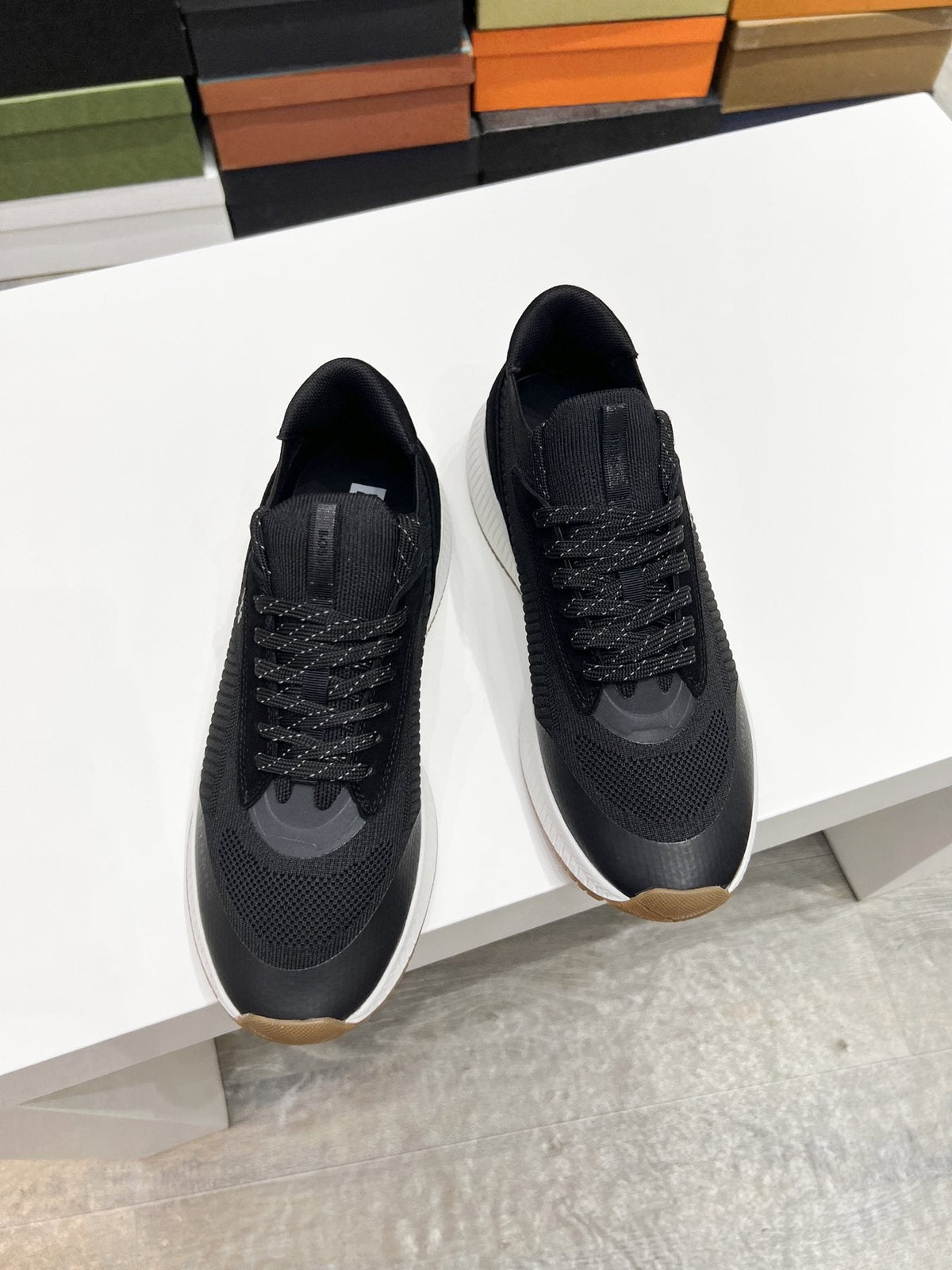 BOSS Knit Ribbed-Sole Sneakers — front