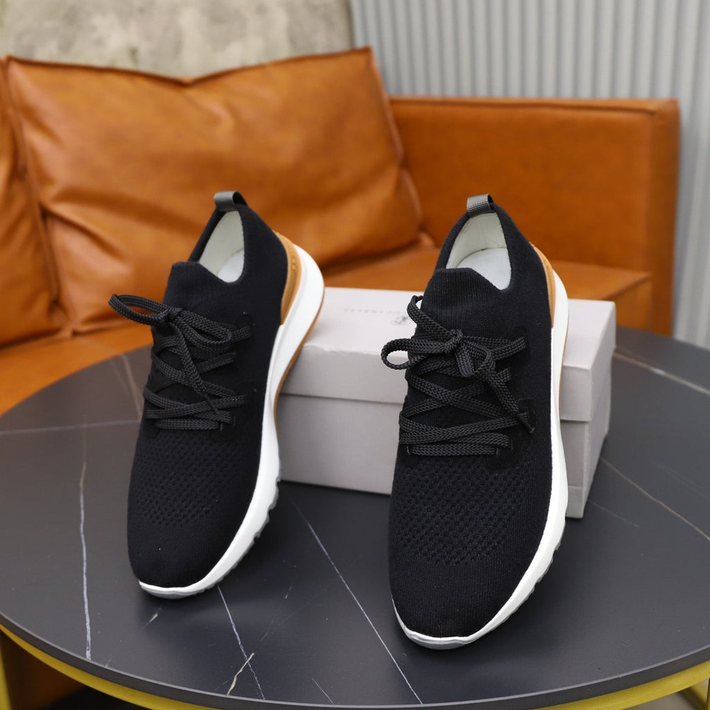 Brunello Cucinelli Dark Gray Knit Sneakers — front