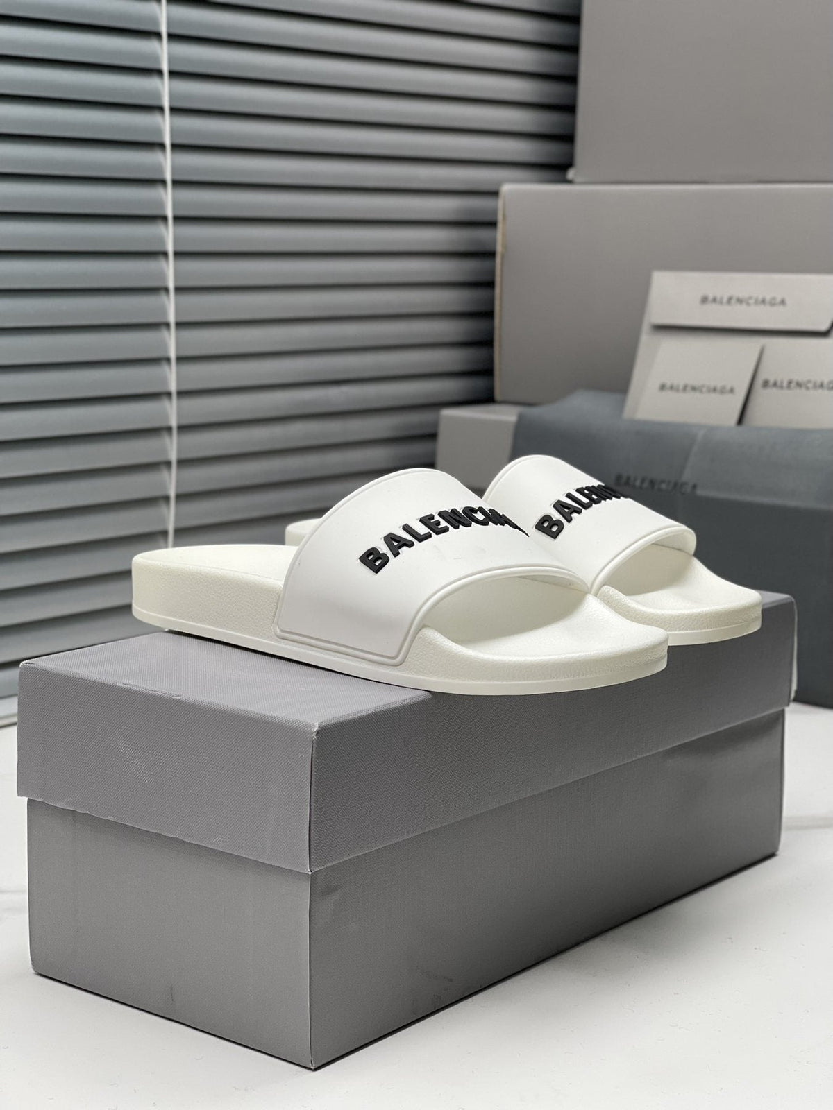 Balenciaga Logo Strap Slide Sandals — front