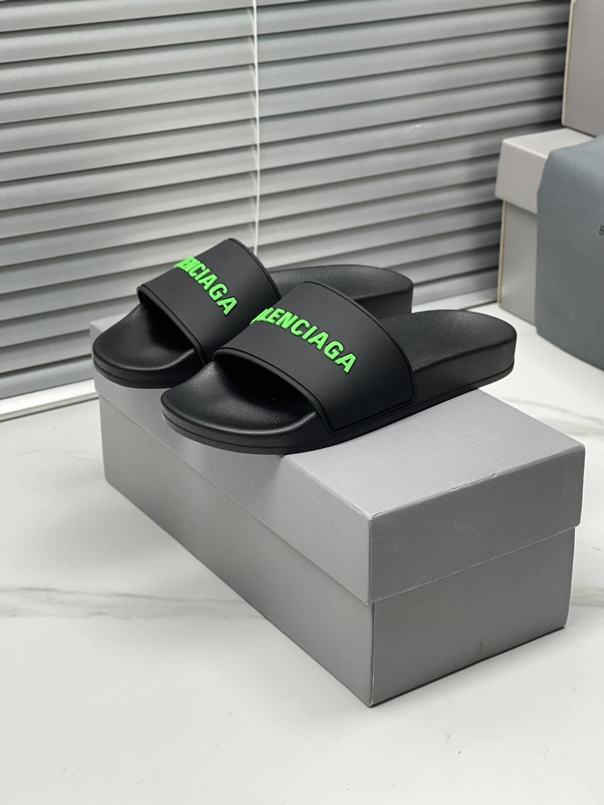 Balenciaga Logo Strap Slide Sandals — front
