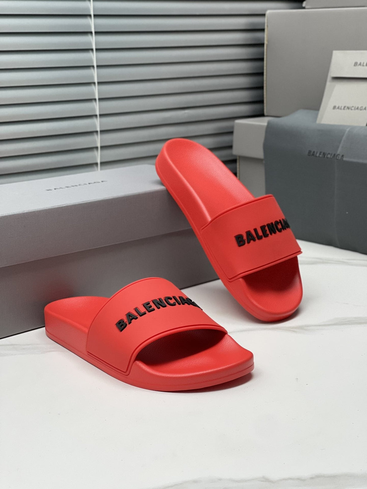 Balenciaga Logo Strap Slide Sandals — hero