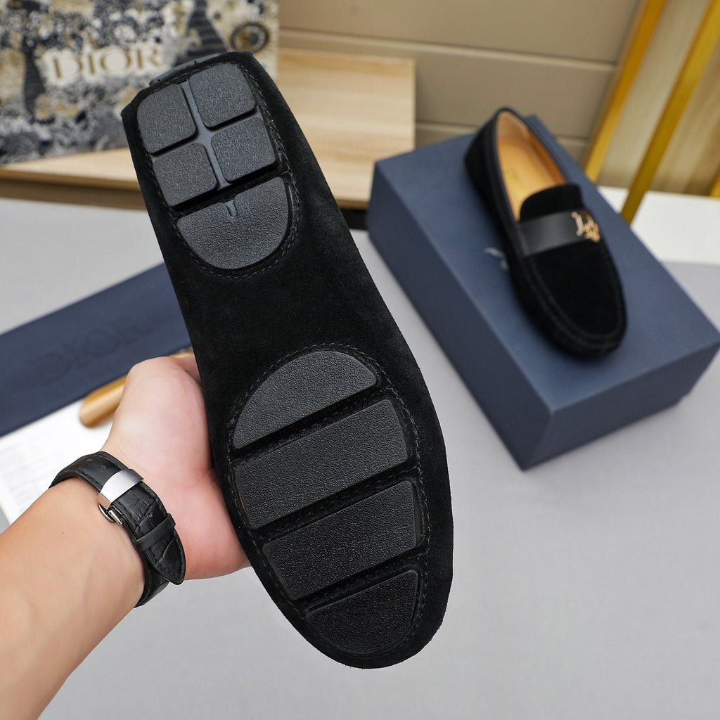 Dior Blue Metal Hardware Loafers — side