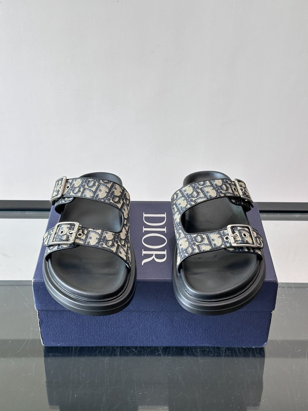 Dior Aqua Two-Strap Slide Sandals — front